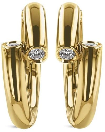 Pragnell 18kt Yellow Gold Eclipse Diamond huggie-hoop Earrings - Metallic