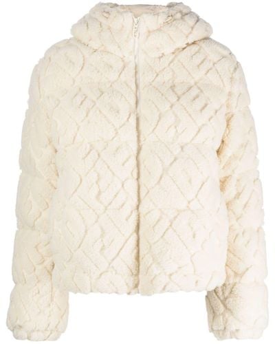 Fendi Mirror Sherpa Fleece Puffer Jacket - Natural