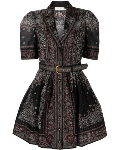 Zimmermann Matchmaker Mini-jurk Met Print - Zwart