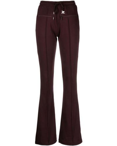 Courreges Logo-embroidered Flared Pants - Purple