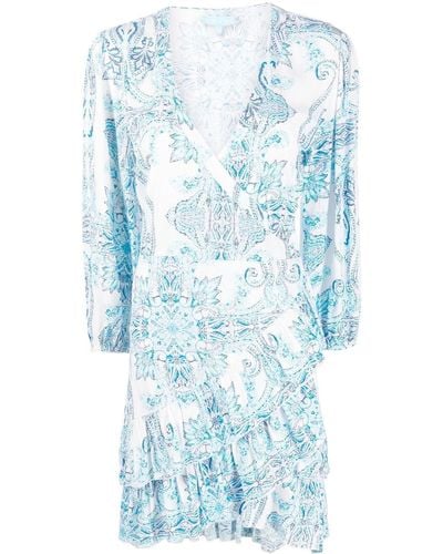 Melissa Odabash Mini-jurk Met Print - Blauw