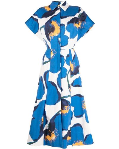 Carolina Herrera All-over Graphic-print Midi Dress - Blue