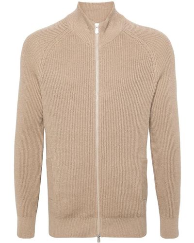 Brunello Cucinelli Gerippter Cardigan mit Reißverschluss - Natur