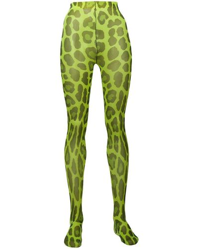 Tom Ford Leopard-print Tights - Green