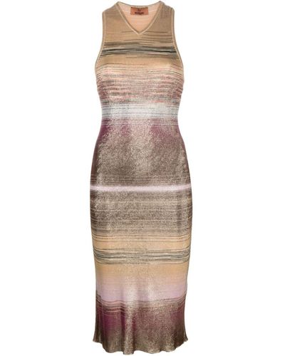 Missoni Striped Metallic Midi Dress - Natural