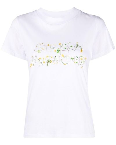 Stella McCartney T-shirt fleuri à logo imprimé - Blanc