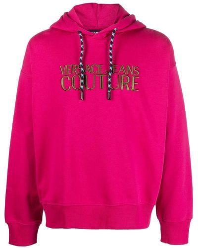 Versace Logo-embroidered Hoodie - Pink