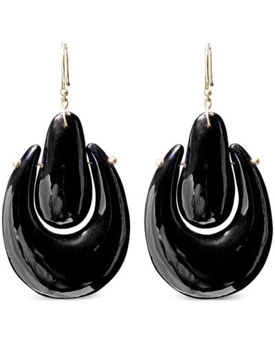 Ten Thousand Things 18kt Yellow Gold Large O'keeffe Onyx Earrings - Black