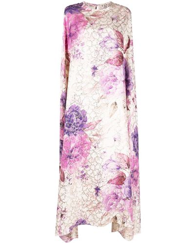 Bambah Floral-print Draped Kaftan Dress - Pink