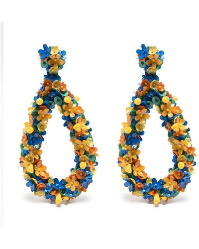 La DoubleJ Confetti Macro Flower Earrings - Blue