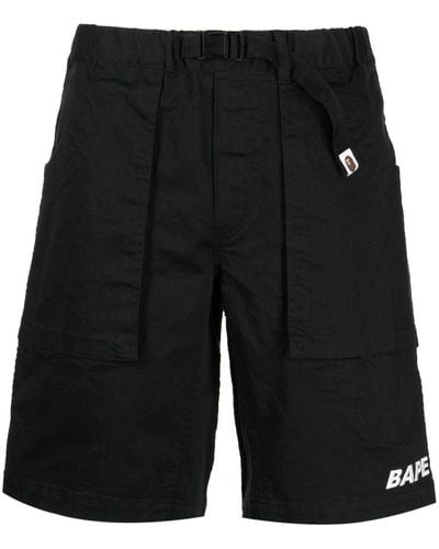A Bathing Ape Climbing Logo-embroidered Shorts - Black