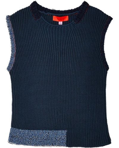 Eckhaus Latta Cinder Ribbed-knit Jumper - Blue