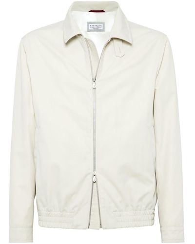 Brunello Cucinelli Spread-collar zipped jacket - Weiß