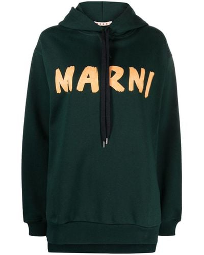 Marni Logo-print Cotton Hoodie - Green