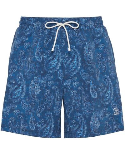 Brunello Cucinelli Paisley-print Swim Shorts - Blue