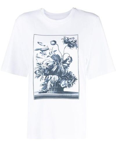 Erdem Graphic-print Cotton T-shirt - Blue