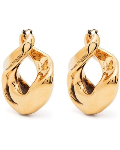 Alexander McQueen Twisted Hoop Earrings - Metallic