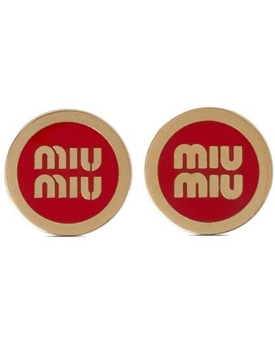 Miu Miu Logo-lettering Stud Earrings - Red