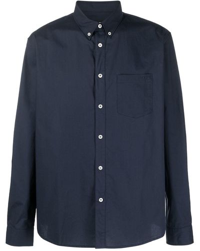 A.P.C. Button-down Cotton Shirt - Blue