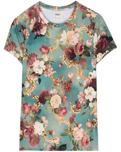 L'Agence Floral-print t-shirt - Gris