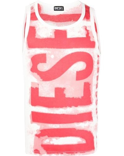 DIESEL Top sin mangas T-Lift-E1 con logo estampado - Rojo