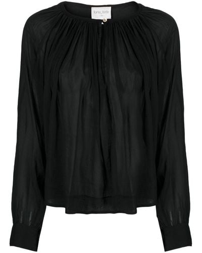 Forte Forte Gathered Voile Blouse - Black