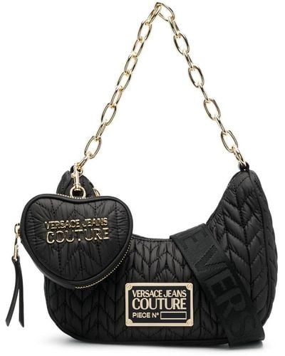 Versace Faux-leather Matelassé Shoulder Bag - Black
