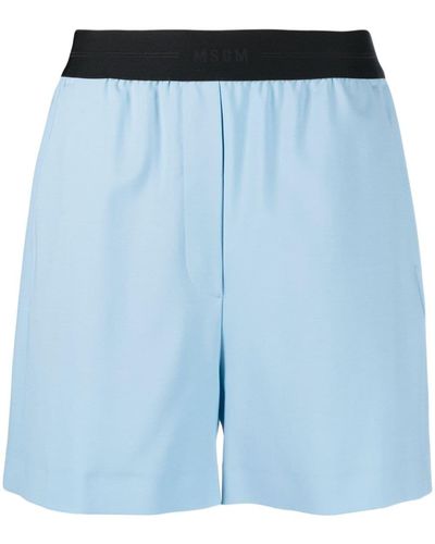 MSGM Shorts con logo en la cintura - Azul
