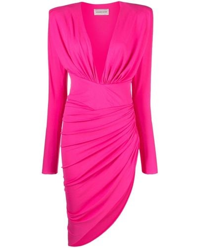 Alexandre Vauthier V-neck Ruched Dress - Pink