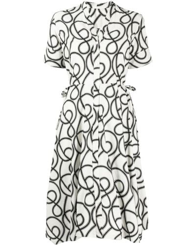 JNBY Abstract-print Pleated Midi Dress - White