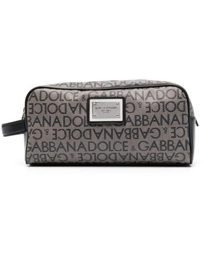 Dolce & Gabbana Kulturbeutel mit Logo-Print - Grau