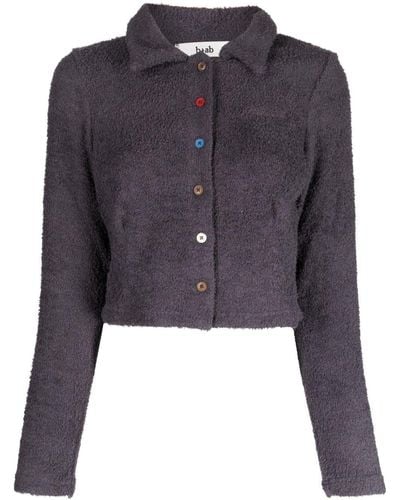 B+ AB Logo-embroidered Terry-cloth Cropped Cardigan - Blue