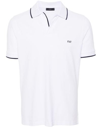Fay Logo-embroidered Piqué Polo Shirt - White