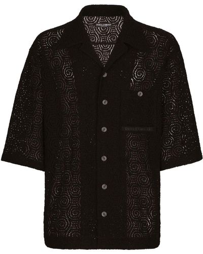 Dolce & Gabbana レース ボーリングシャツ - ブラック