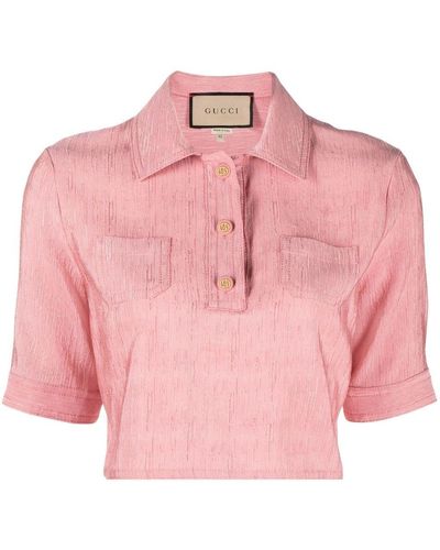 Gucci Silk-wool Cropped Shirt - Pink