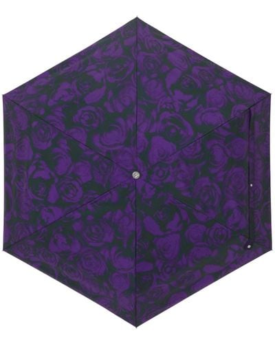 Burberry Rose-print Two-tone Umbrella - Blue