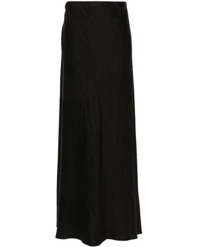 Theory Linen Blend Midi Skirt - Black