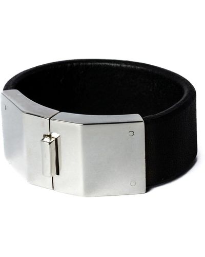 Parts Of 4 Box Lock Leather Bracelet - Black