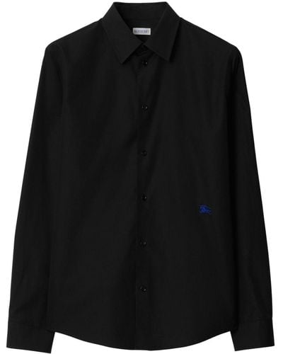 Burberry Ekd-embroidered Cotton Shirt - Black