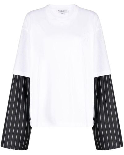 JW Anderson Contrast-sleeves Cotton T-shirt - White
