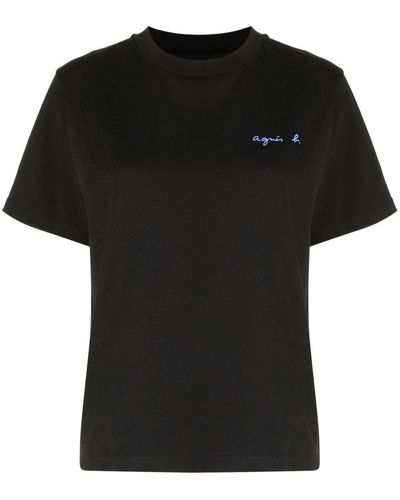 agnès b. Logo-print Cotton T-shirt - Black
