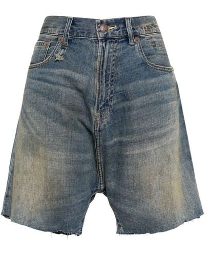 R13 Hoch sitzende Jeans-Shorts - Blau