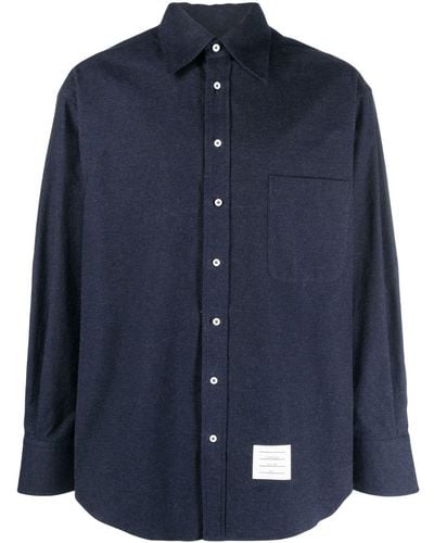 Thom Browne Overhemd Met Logopatch - Blauw