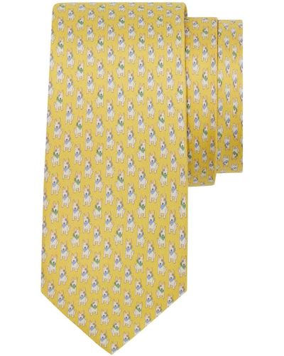 Ferragamo Terrier-print Silk Tie - Yellow