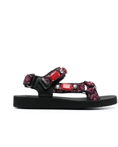 Car Shoe Buckle-fastening Sandals - Red