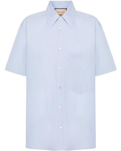 Gucci Logo-embroidered Cotton Shirt - Men's - Polyester/cotton - Blue