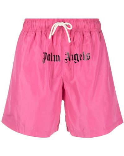 Palm Angels Badeshorts mit Logo-Print - Pink