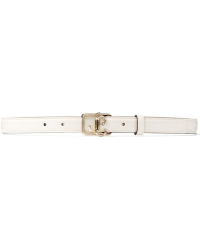 Jimmy Choo Jc Buckle Leather Belt - White