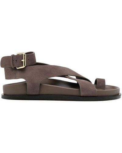 A.Emery Jalen Crossover-strap Suede Sandals - Brown