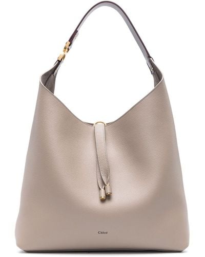 Chloé Marcie Leather Shoulder Bag - Grey